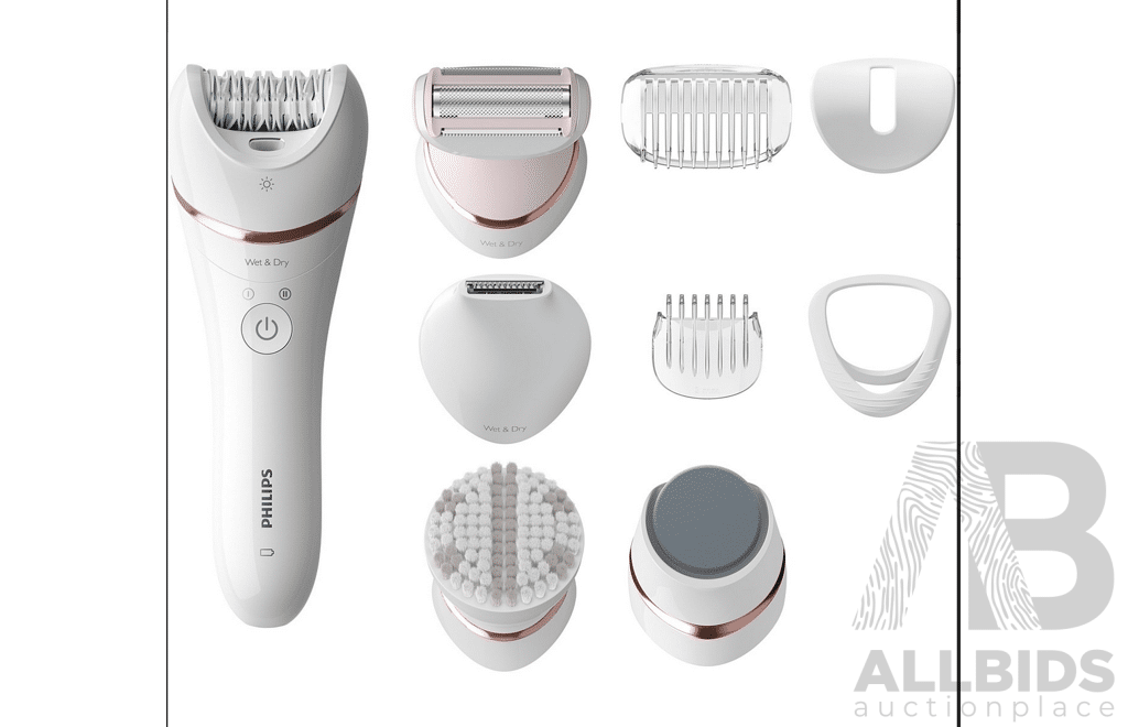 Philips Epilator 8000 Cordless Wet & Dry Epilator with 9 Accessories  ( BRE740) - ORP$259