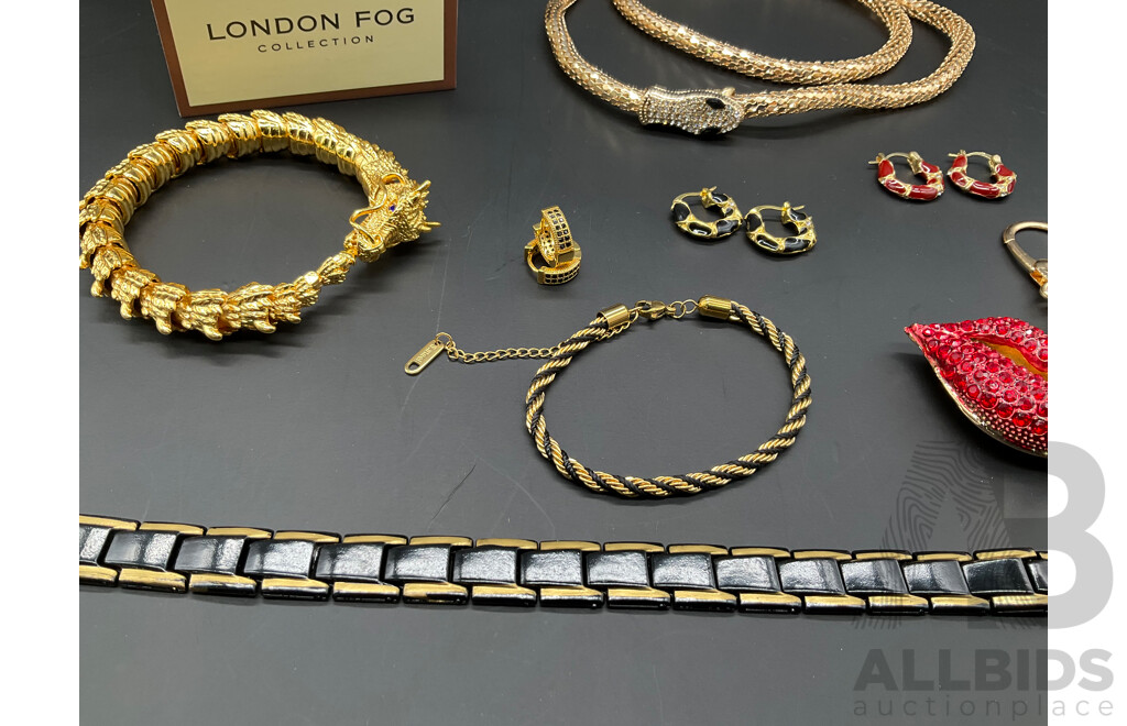 LONDON FOG Watch and Assorted Costume Jewellery - Lot of 9