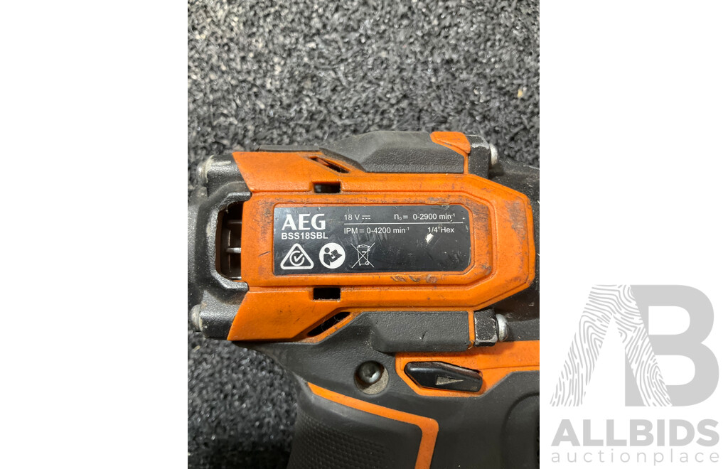 AEG 18V Reciprocating Saw (A18RS) and Impact Driver (BSS18SBL) with 5.0Ah Battery - Lot of 3