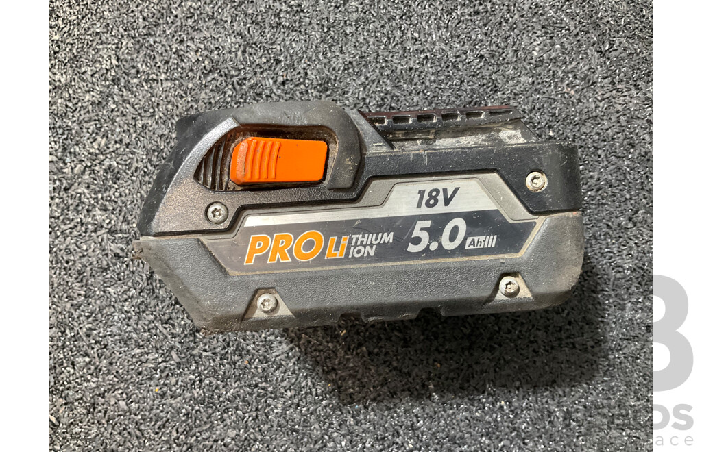 AEG 18V Reciprocating Saw (A18RS) and Impact Driver (BSS18SBL) with 5.0Ah Battery - Lot of 3