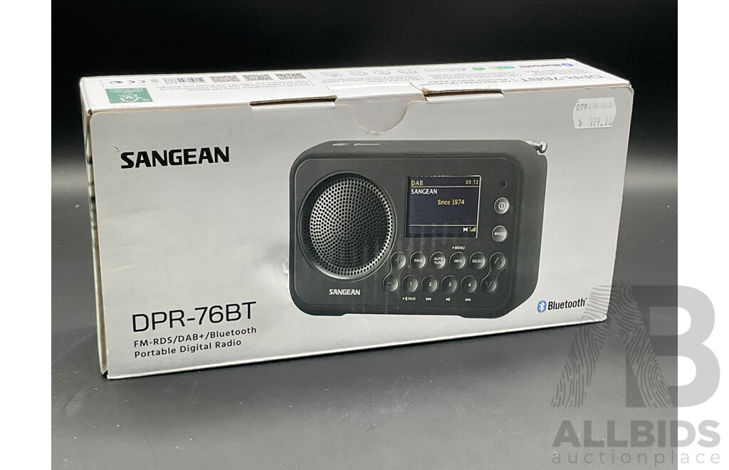 SANGEAN DPR-76BT FM-RDS/DAB+/Bluetooth Portable Digital Radio