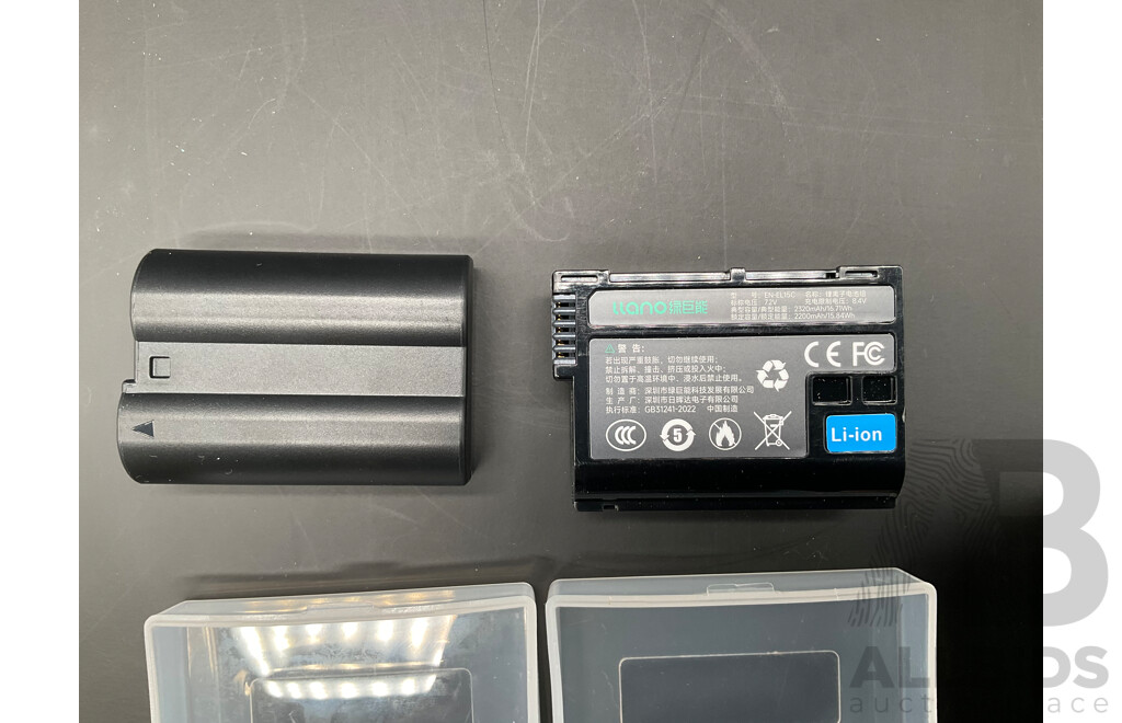 SanDisk Extreme 128GB and Extreme Pro 512GB Micro Memory Cards and LLANO 2- Pack Battery (EN-EL15C) for Nikon Cameras with Battery Charger - Lot of 5