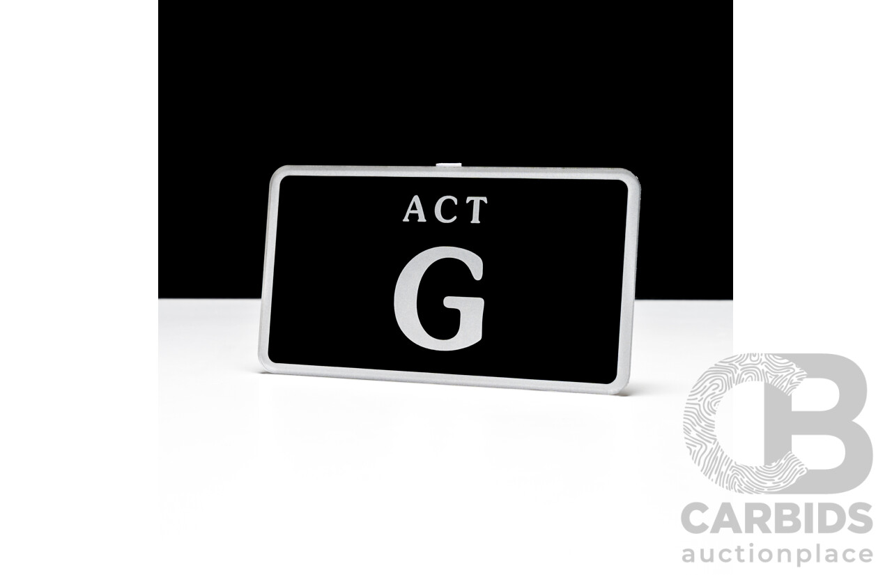 ACT Single Letter MOTORBIKE NUMBER PLATE - G