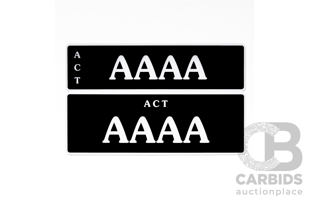 ACT 4 Character Motor Vehicle Number Plate - AAAA