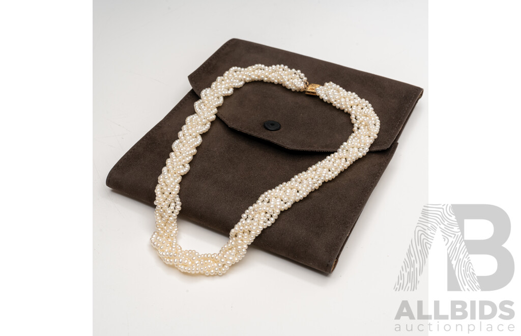 14ct Freshwater Pearl Six Row Platted Necklace, 40cm, with Valuation