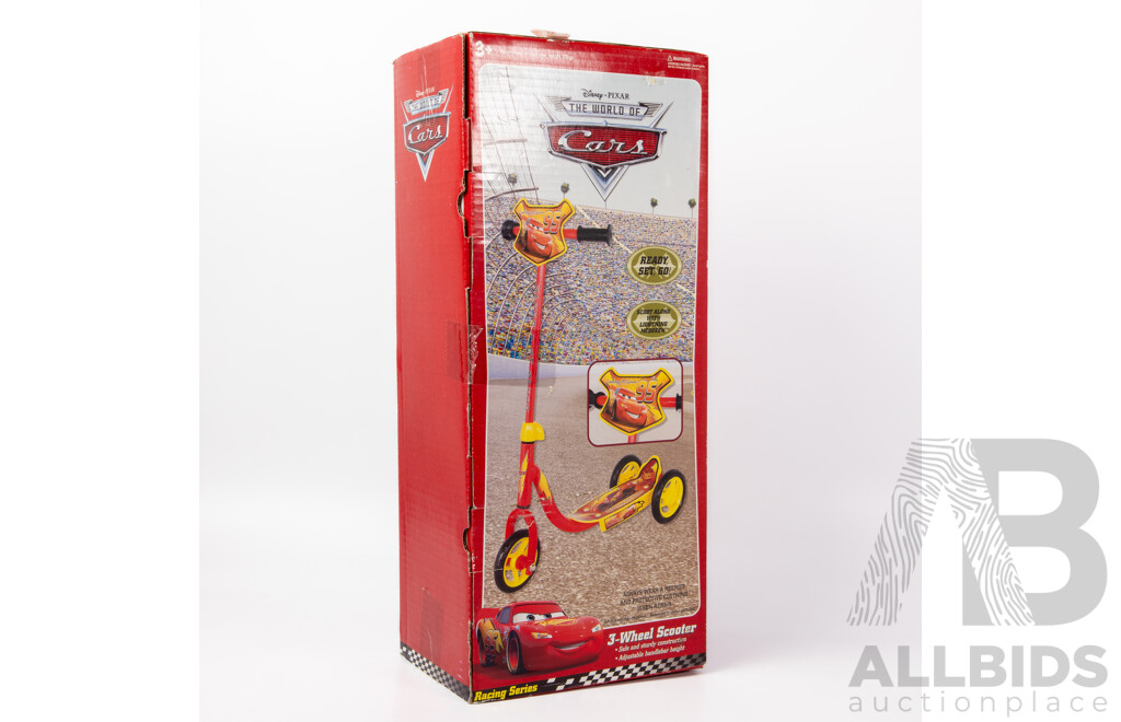 Boxed Disney World of Cars Three Wheel Scooter