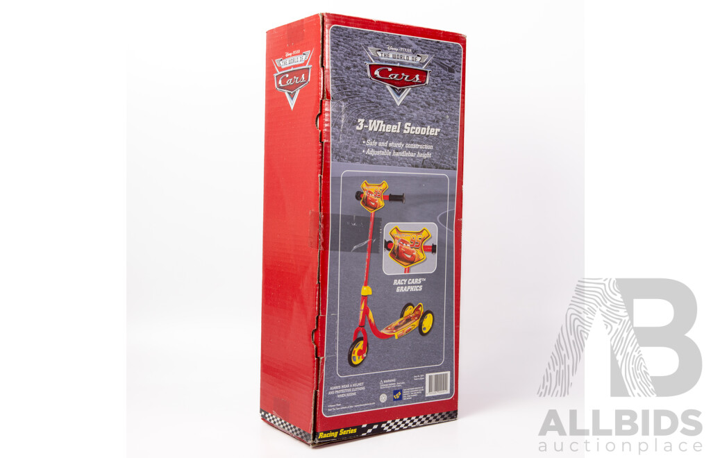 Boxed Disney World of Cars Three Wheel Scooter