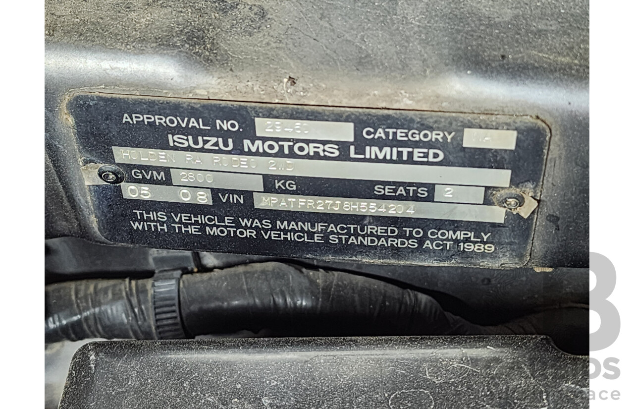 5/2008 Holden Rodeo LX RA MY08 Space C/Chas Grey 3.6L