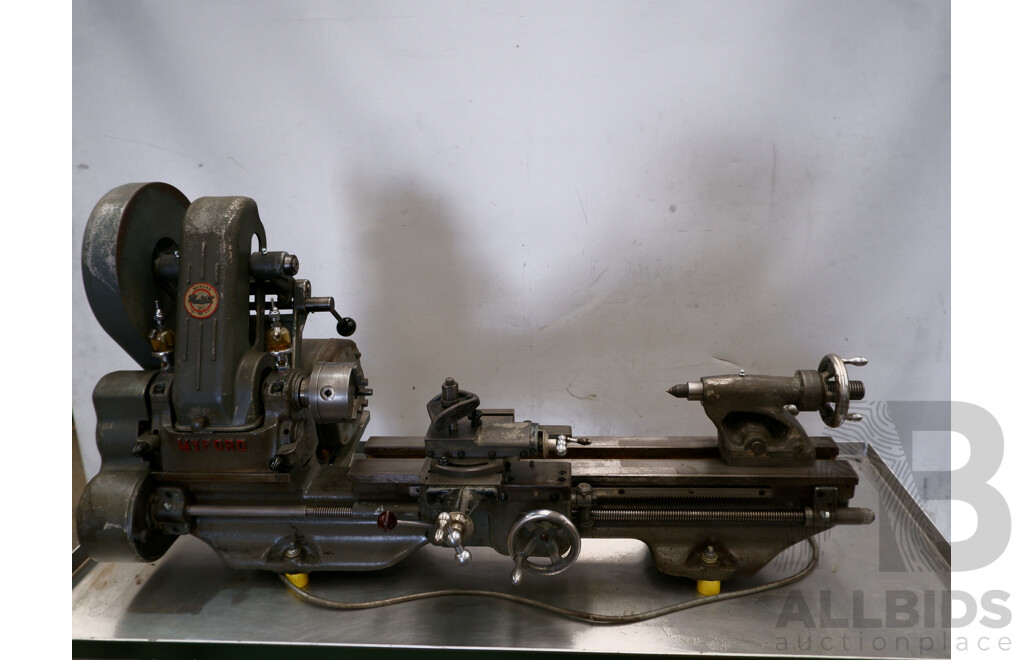 Circa 1940, Myford ML7 Lathe with Workbench & Accessories