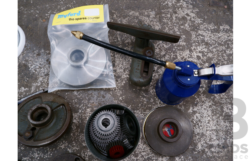 Circa 1940, Myford ML7 Lathe with Workbench & Accessories