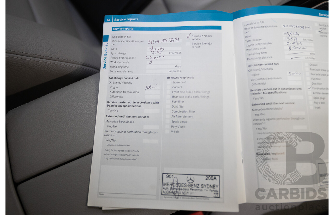 12/2012 Mercedes-Benz E250 CGI Avantgarde 212 MY12 4D Sedan Obsidian Black Turbo 1.8L