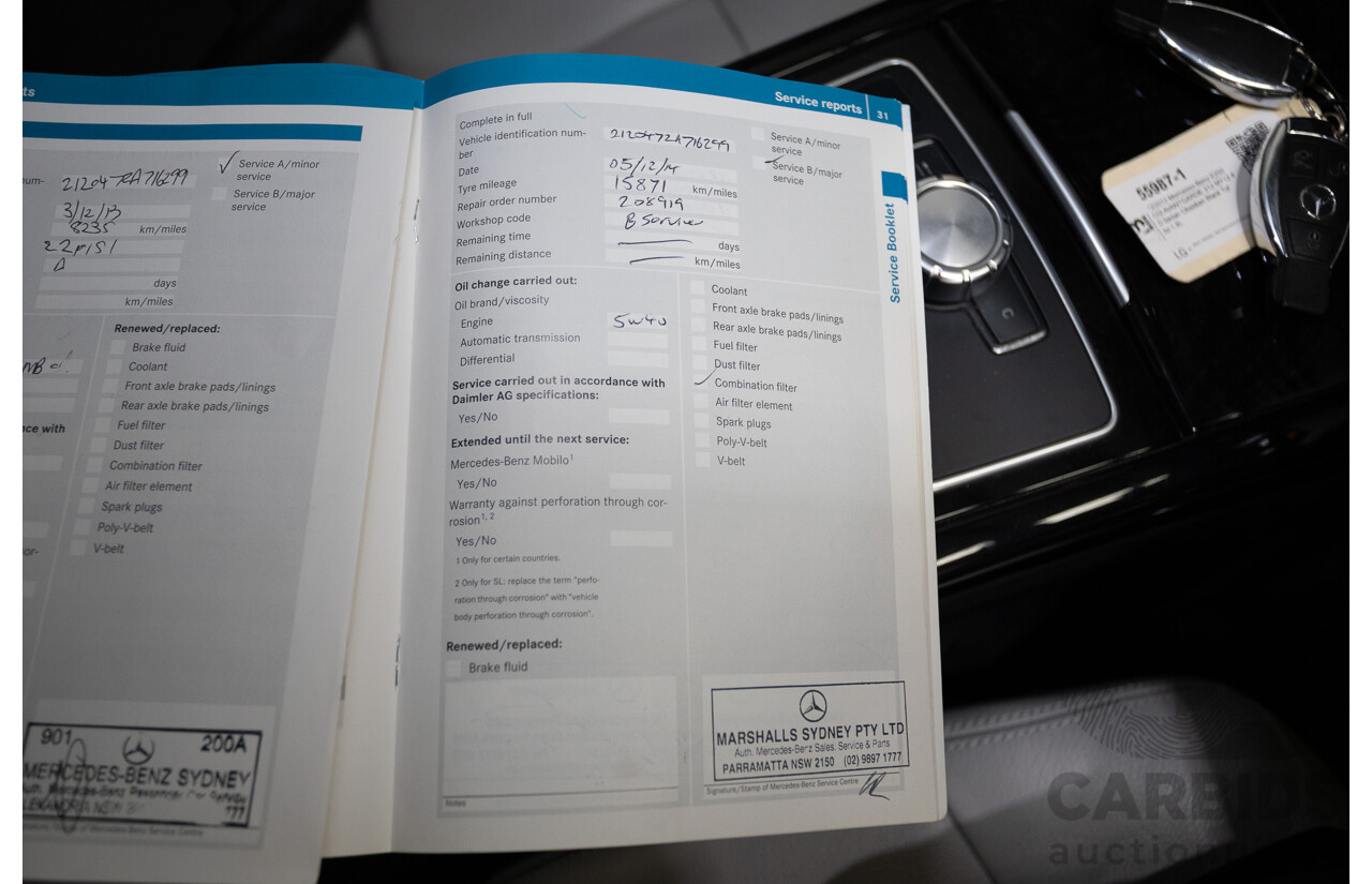 12/2012 Mercedes-Benz E250 CGI Avantgarde 212 MY12 4D Sedan Obsidian Black Turbo 1.8L