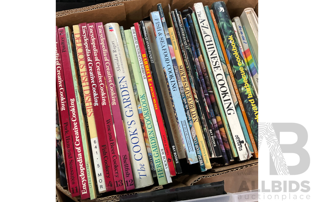 Large Lot - Assorted Cookbooks, Recipes, Food-Related Books