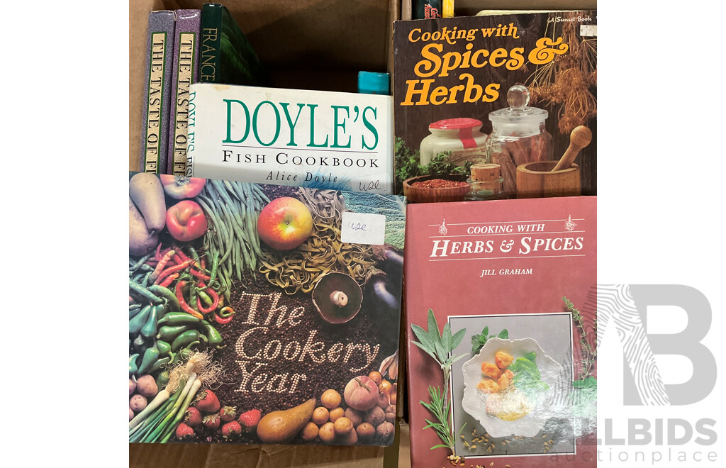 Large Lot - Assorted Cookbooks, Recipes, Food-Related Books