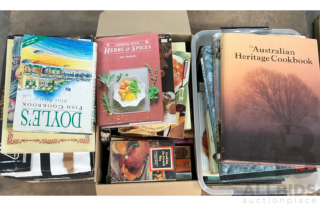 Large Lot - Assorted Cookbooks, Recipes, Food-Related Books