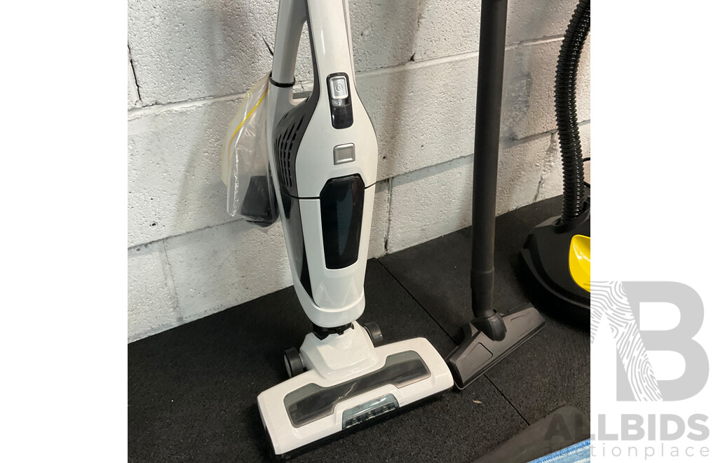 Various Floor Cleaning Appliances, Including a KARCHER Floor Poisher, Mops and Vacuums Sticks - Lot of 4