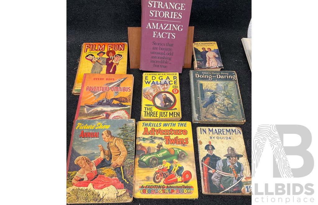 Vintage 1975 Strange Stories Hardcover & 1930's -1950's Illustrated Adventure and Fiction Books