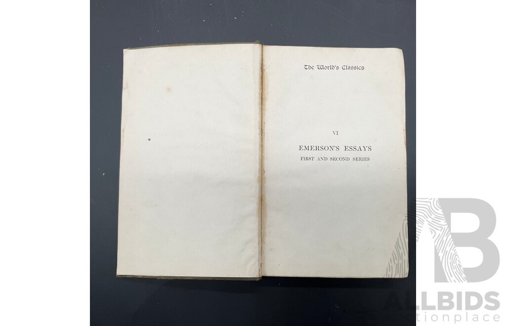 1919 Antique The World's Classics VI Emerson's Essays