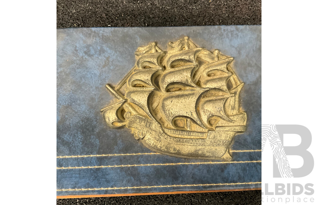 Barque From Pencil Drawing by Charles H. Moore of the 'North Star' Photograph with Vintage Sailing Embossed Box