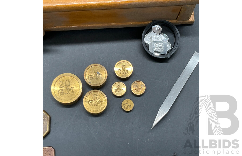 Apothecary Balance Scale with Weights in Fitted Wooden Case