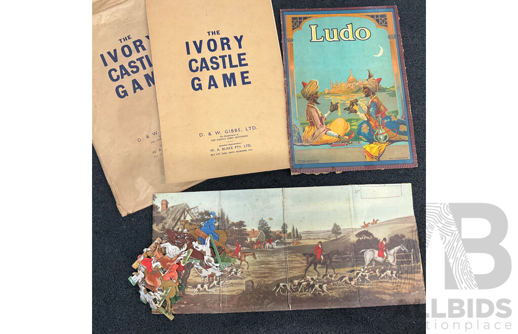 Vintage Collection of Games and Toys in Wooden Toy Box