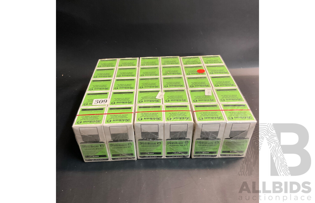 Vintage Pelikan Drawing Ink FT for Matt Drafting Film 1 Fl.oz - Lot of 30