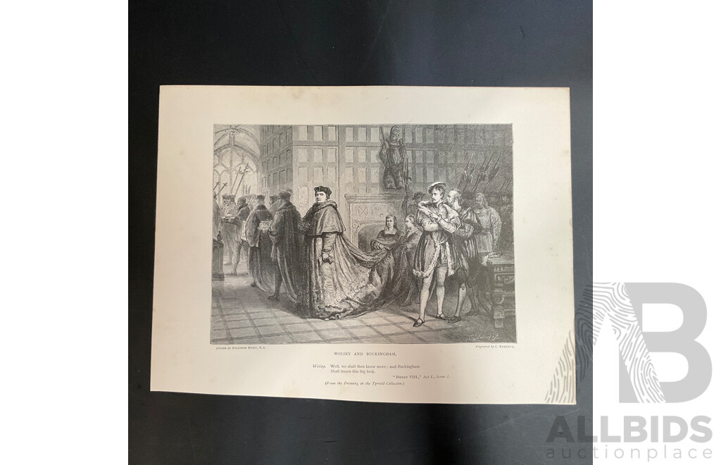 19th Century Prints of Engravings on Paper, Illustration From Shakespeare's Works  - Total in 28 Pages