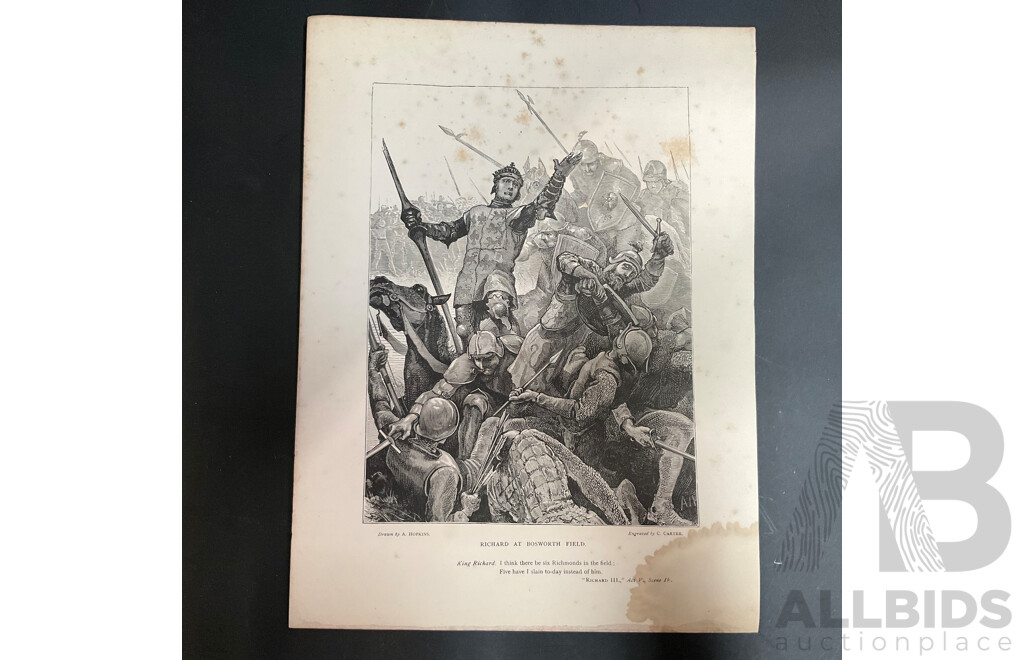 19th Century Prints of Engravings on Paper, Illustration From Shakespeare's Works  - Total in 28 Pages