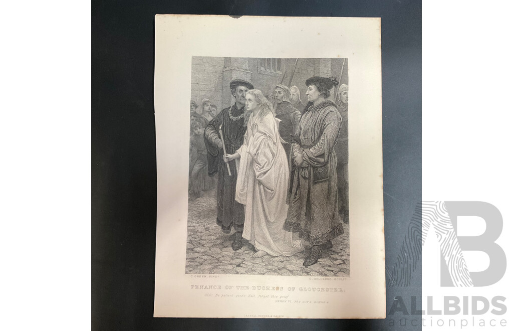 19th Century Prints of Engravings on Paper, Illustration From Shakespeare's Works  - Total in 28 Pages