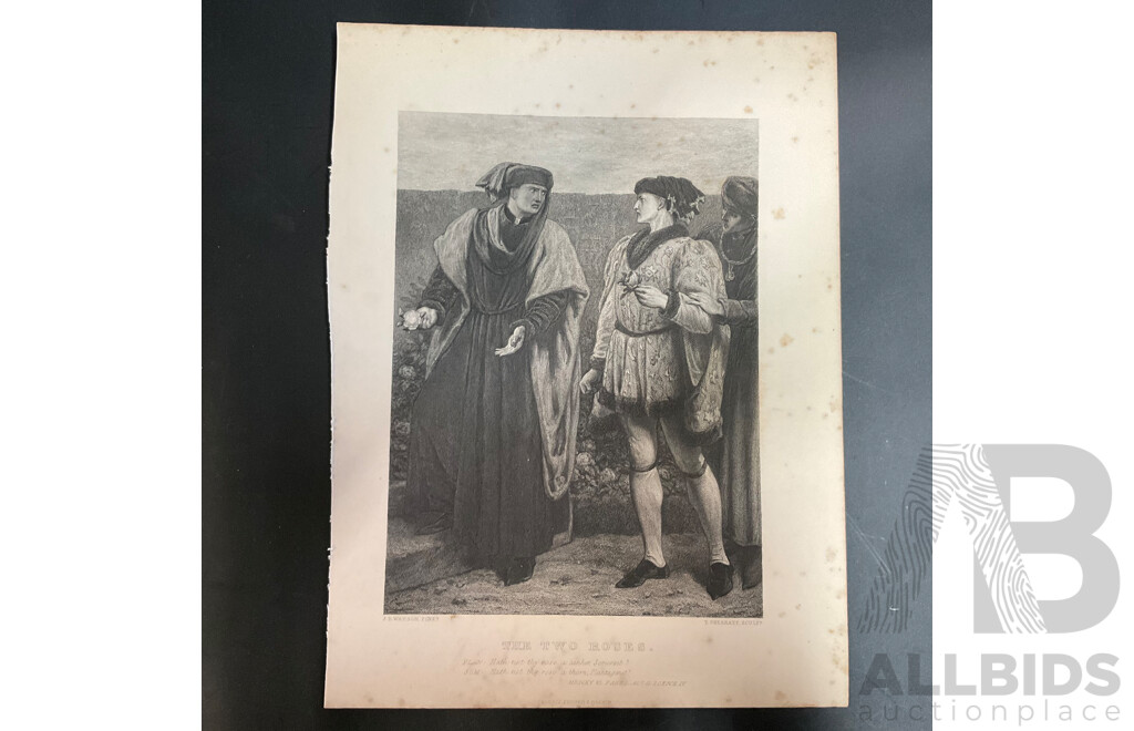 19th Century Prints of Engravings on Paper, Illustration From Shakespeare's Works  - Total in 28 Pages