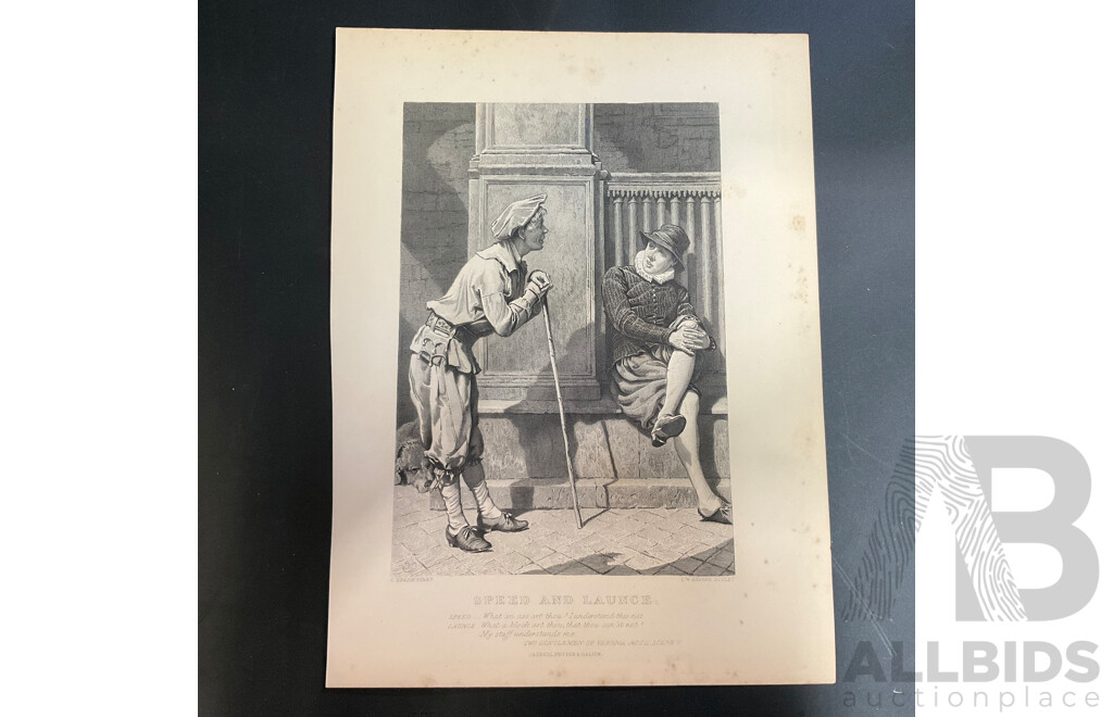 19th Century Prints of Engravings on Paper, Illustration From Shakespeare's Works  - Total in 28 Pages