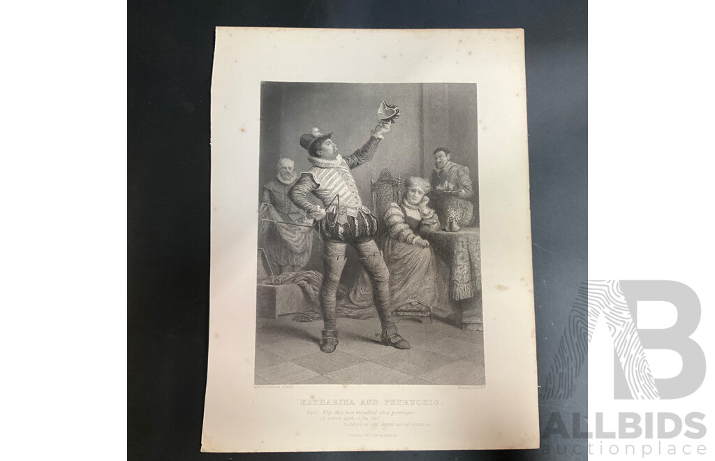 19th Century Prints of Engravings on Paper, Illustration From Shakespeare's Works  - Total in 28 Pages