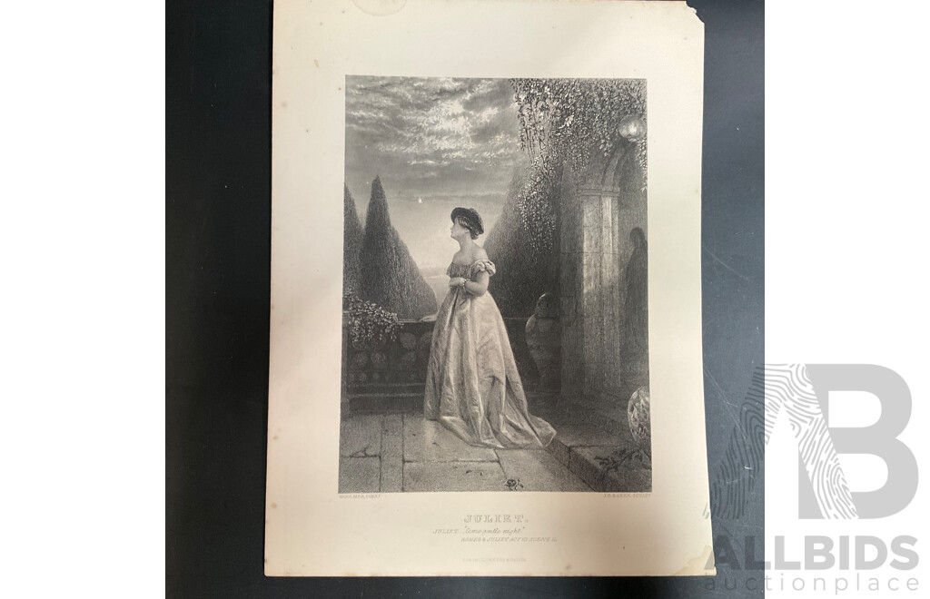 19th Century Prints of Engravings on Paper, Illustration From Shakespeare's Works  - Total in 28 Pages