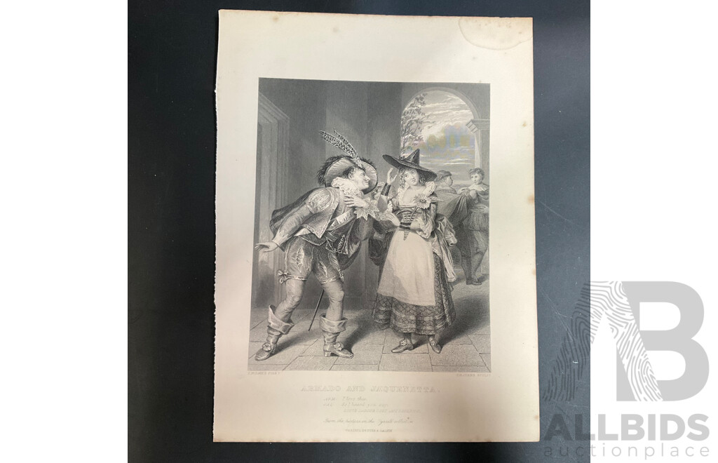 19th Century Prints of Engravings on Paper, Illustration From Shakespeare's Works  - Total in 28 Pages