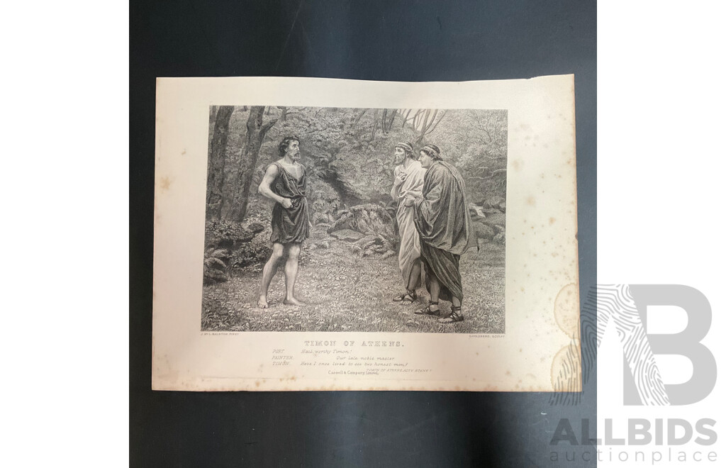 19th Century Prints of Engravings on Paper, Illustration From Shakespeare's Works  - Total in 28 Pages