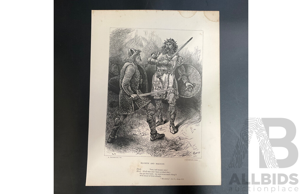 19th Century Prints of Engravings on Paper, Illustration From Shakespeare's Works  - Total in 28 Pages