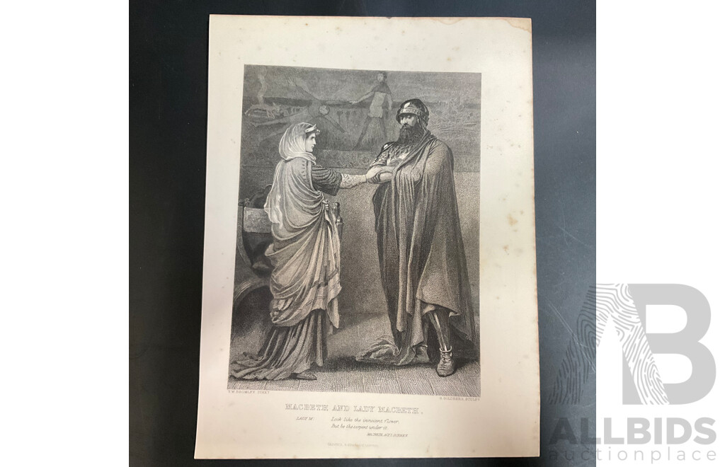 19th Century Prints of Engravings on Paper, Illustration From Shakespeare's Works  - Total in 28 Pages