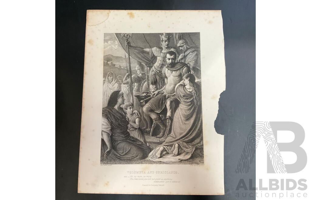 19th Century Prints of Engravings on Paper, Illustration From Shakespeare's Works  - Total in 28 Pages