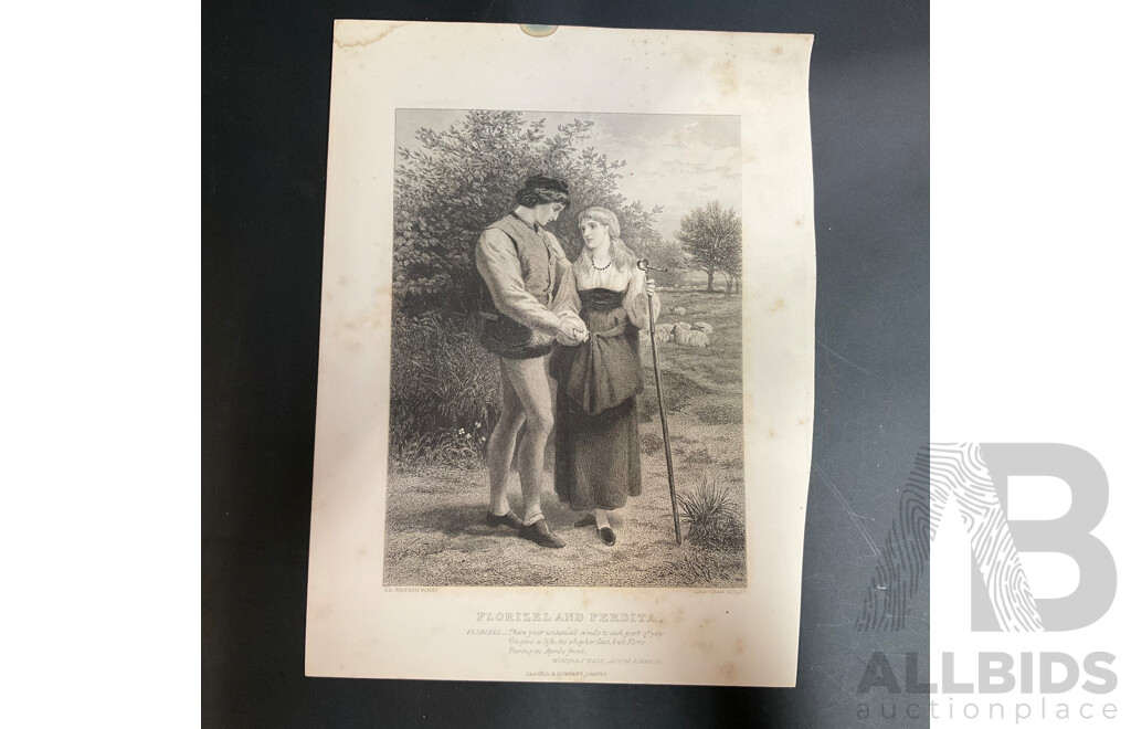 19th Century Prints of Engravings on Paper, Illustration From Shakespeare's Works  - Total in 28 Pages