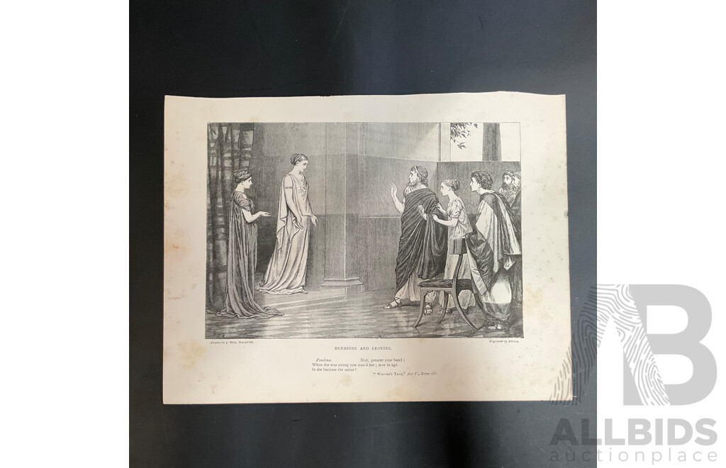19th Century Prints of Engravings on Paper, Illustration From Shakespeare's Works  - Total in 28 Pages