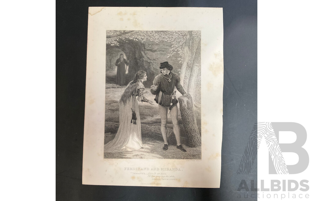 19th Century Prints of Engravings on Paper, Illustration From Shakespeare's Works  - Total in 28 Pages