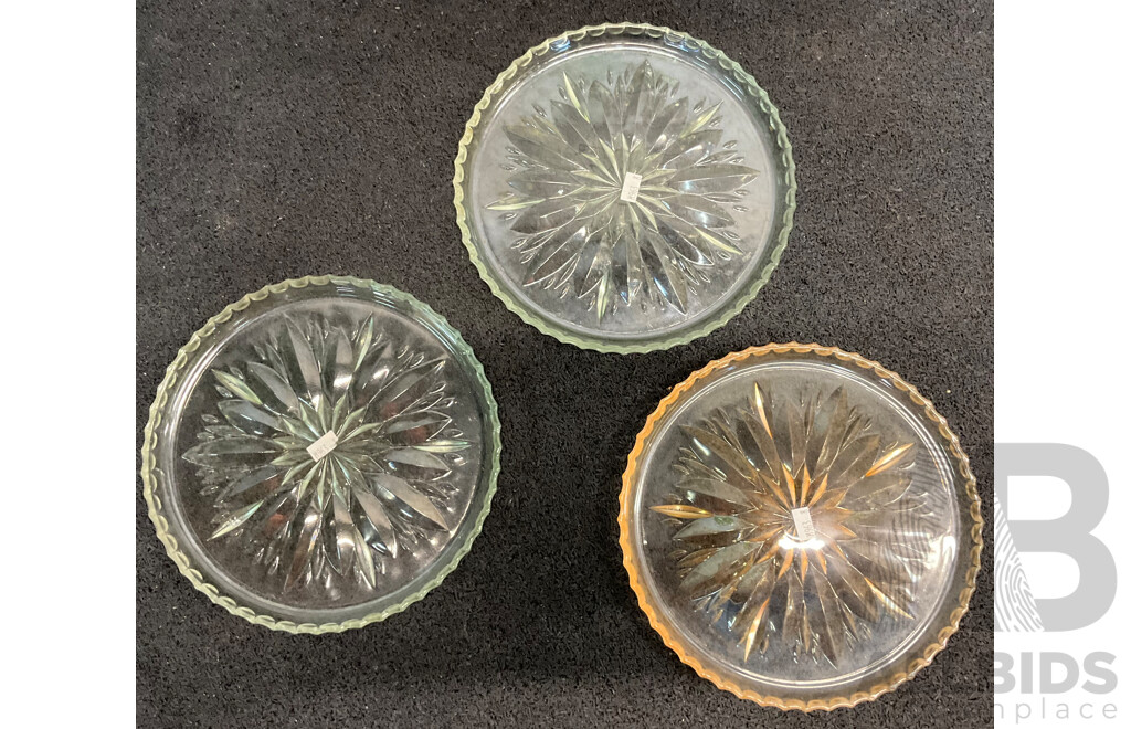Collection of Glass Tableware, Including Amber Glass Sunflower Bowl and ASTRA Electric Wall Clock