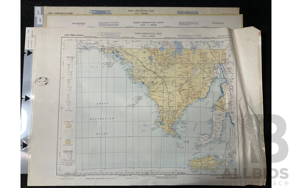 Vintage Collection Australia Port Augusta Map &  Australia Esperance Map & Newcastle Water  - Lot of 3