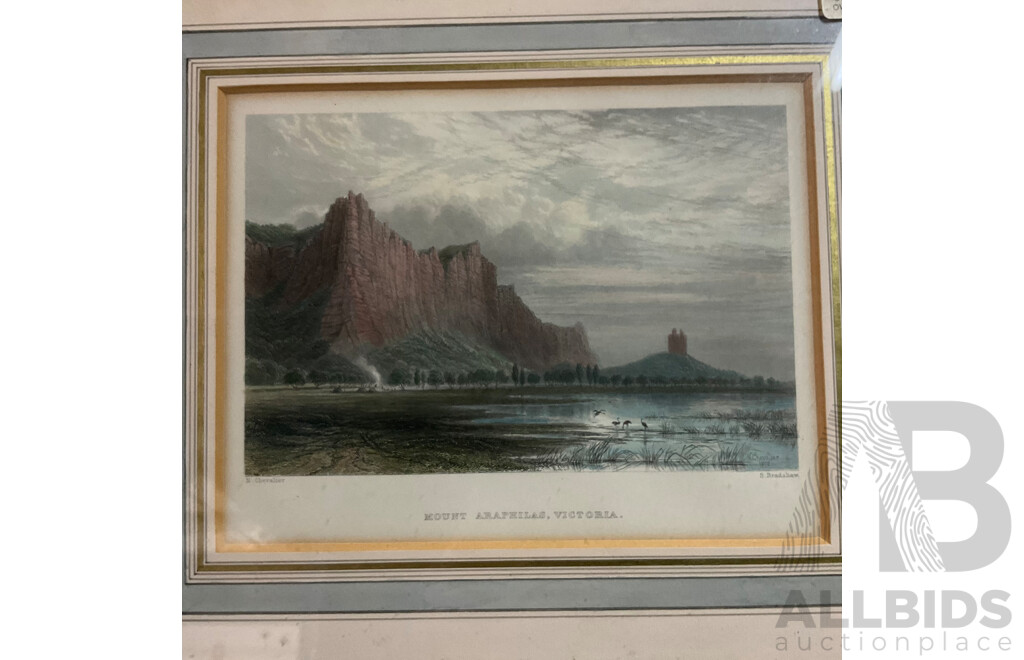 1872 Antique Framed Print, Mount Araphilas Victoria by N Chevalier
