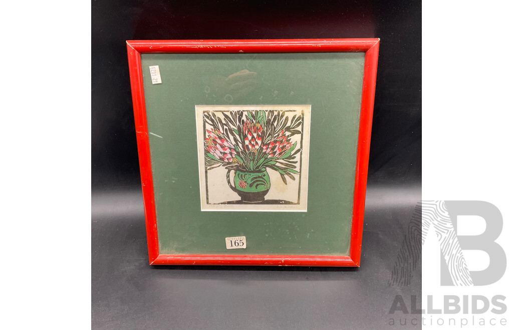1925 Vintage Framed Print , Margaret PRESTON Australia (1875-1963) Protea