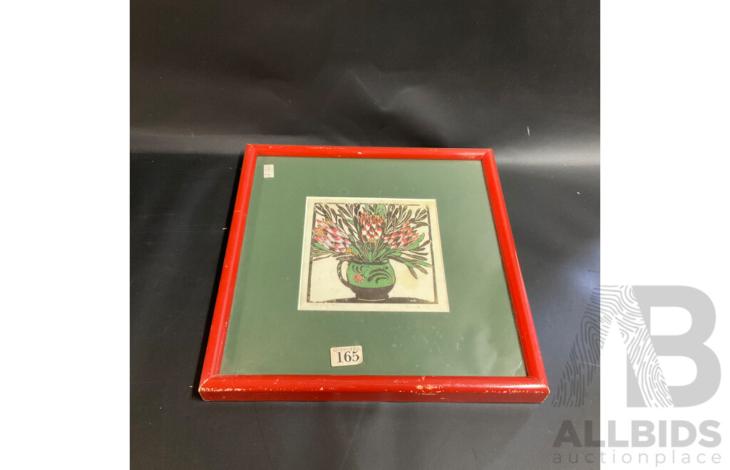 1925 Vintage Framed Print , Margaret PRESTON Australia (1875-1963) Protea