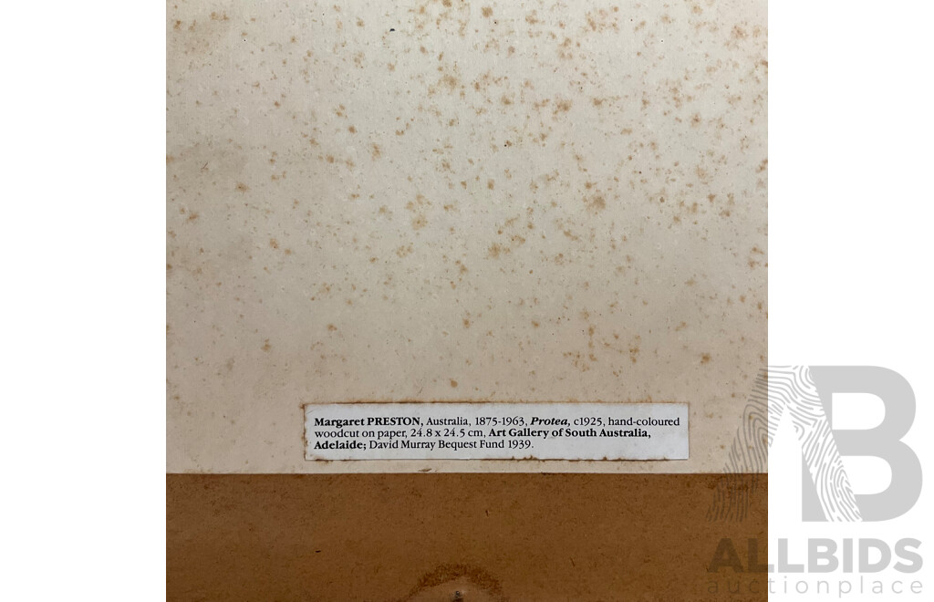 1925 Vintage Framed Print , Margaret PRESTON Australia (1875-1963) Protea