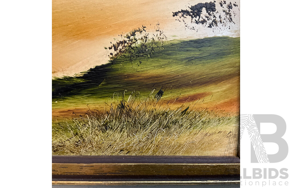 JIM CROFTS Born 1922 Australian- Signed Oil on Board- Eagle Over the Field