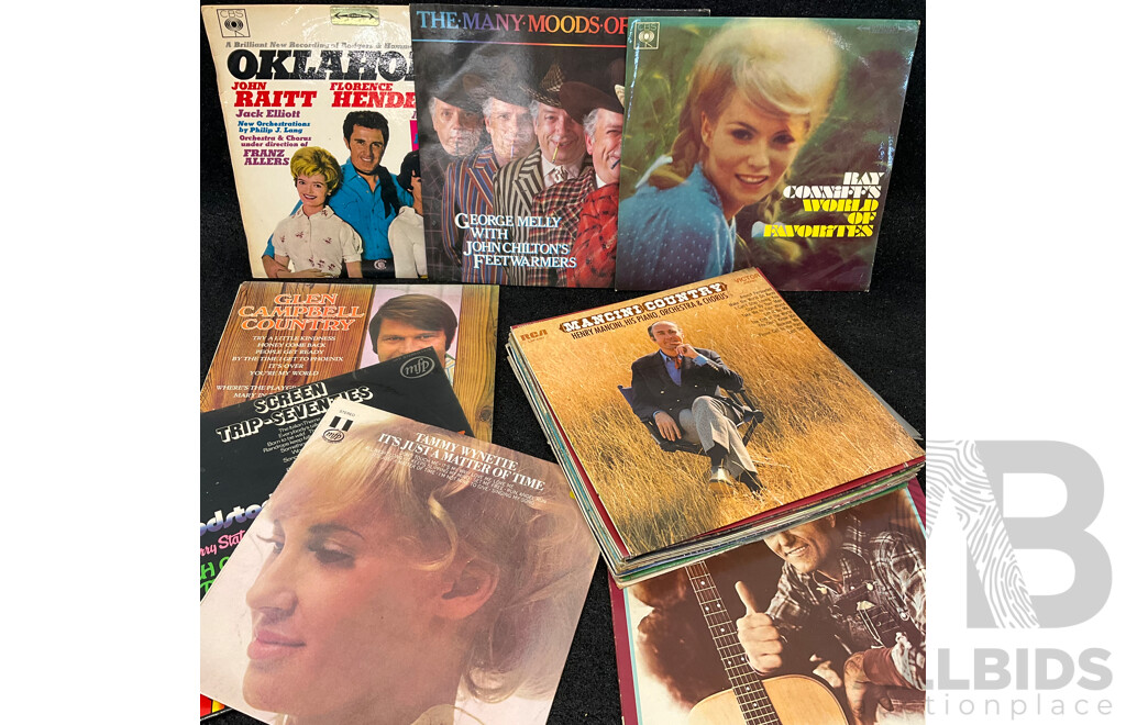 Collection of 20 Country Vintage LP Records - Including Ray Conniff, Glen Campbell, Henry Mancini, Tammy Wynette and More