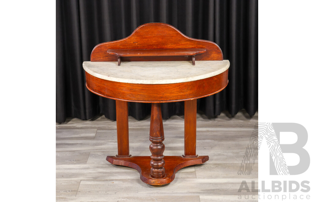Victorian Mahogany Demi Lune with Marble Top